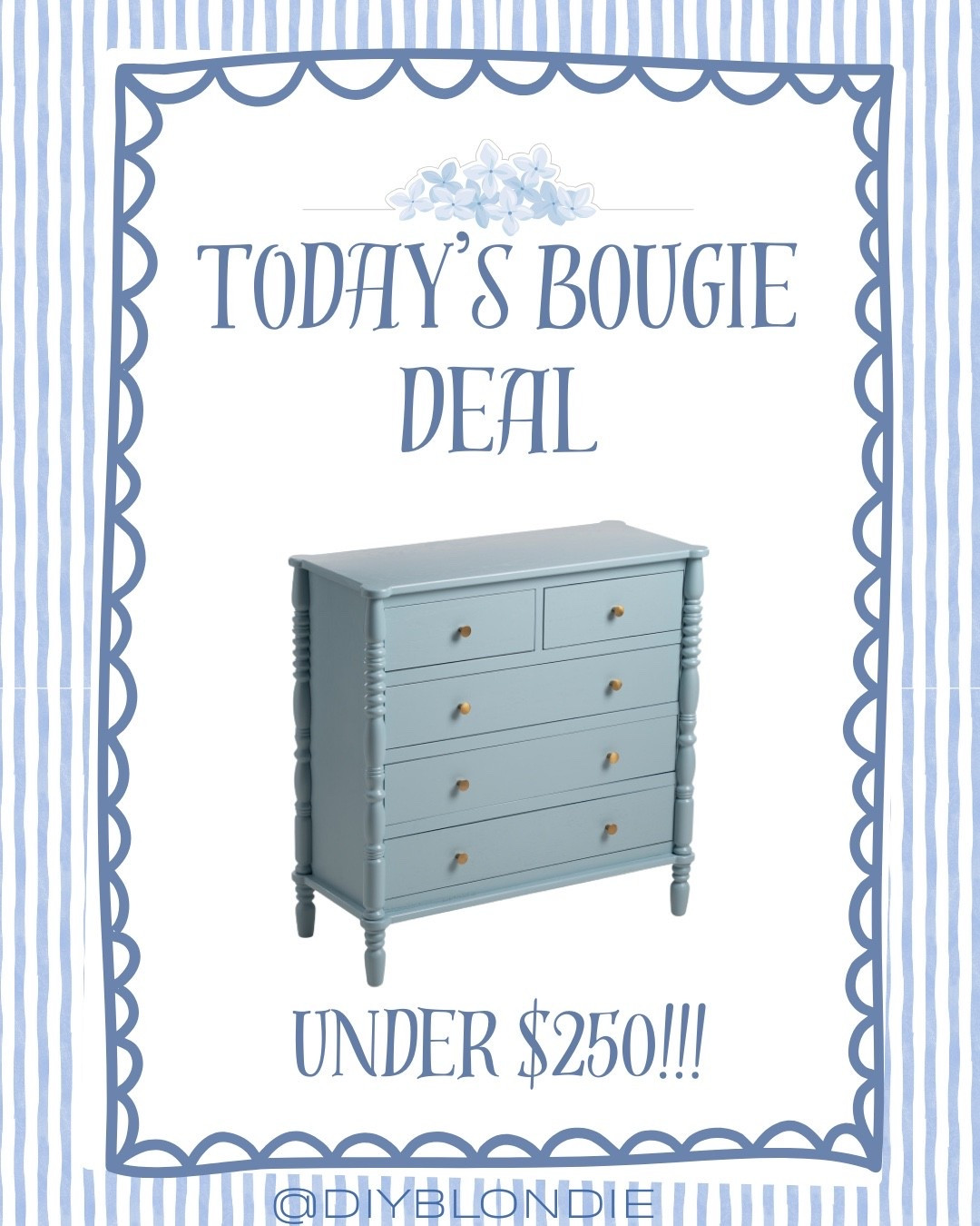 Today’s Bougie Blondie deal is brought to you by…TJ Maxx!!! I can’t believe the price of this coastal blue dresser!  This look for less could be mistaken for S and L or Brooks brothers!  But hurry… this one can’t last long at this price! 

#LTKSaleAlert #LTKHome