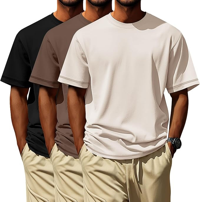 Neer 3 Pack Big and Tall Shirts for Men L-7xl, Short Sleeve Men Crewneck Tops Loose Casual Large ... | Amazon (US)