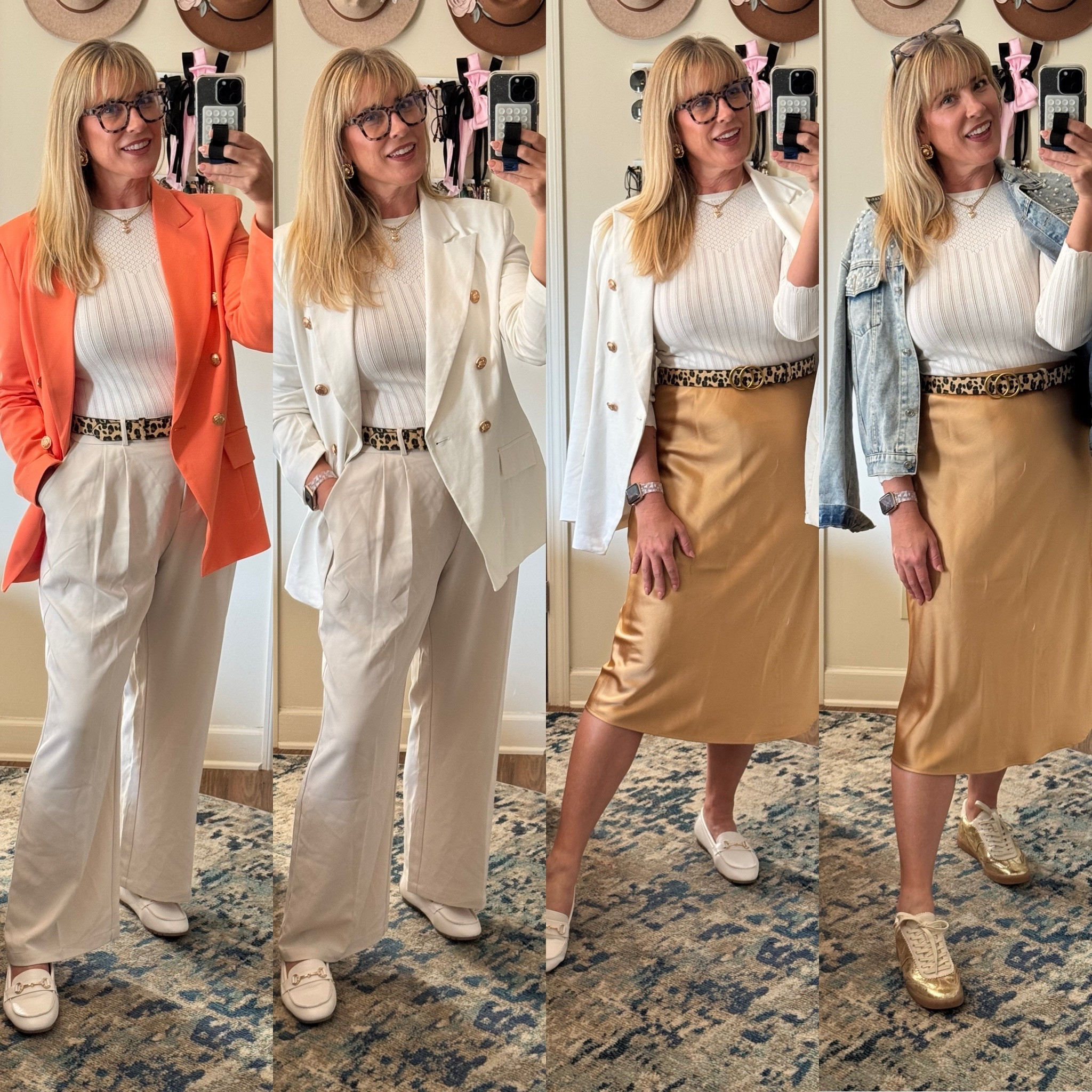 Same sweater shirt and belt in all four outfits! 

I love to be able to mix and match items within different outfits. It also is how I pack less but still have multiple outfit options! 

All of these items were found at #Amazon or #Walmart! Can you believe it?

What outfit is your favorite?

#walmart #amazon #silkskirt #winterwhite #goldshoes #worktocasual #transitional 

#LTKMidsize #LTKOver40 #LTKFindsUnder50