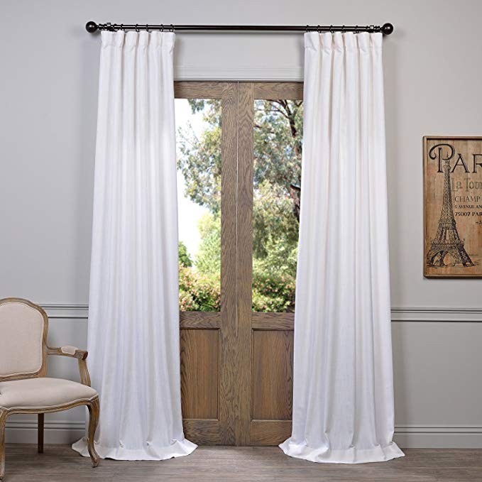 HPD Half Price Drapes FHLCH-VET13191-96 Heavy Faux Linen Curtain, 50 X 96, White | Amazon (US)