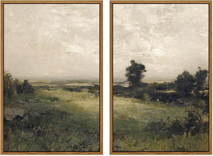 InSimSea 2 Pcs Framed Wall Art, Vintage Rural Landscape Print, 16x24 Inch | Rural Landscapes Pain... | Amazon (US)