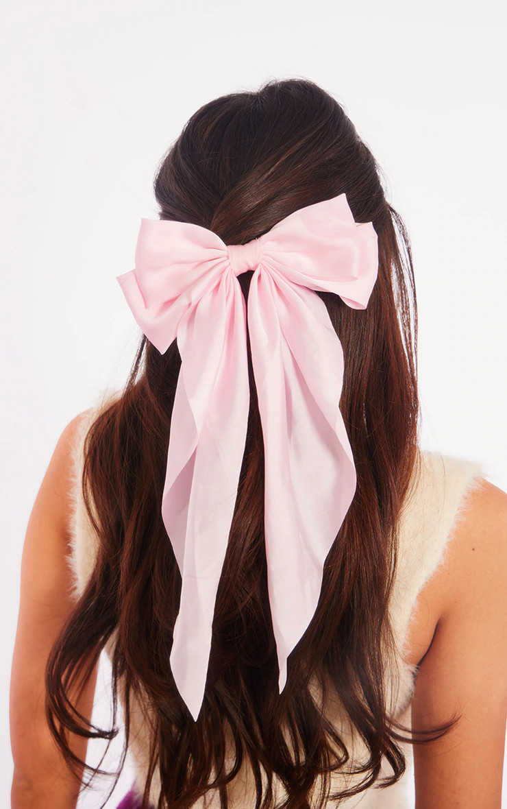 Pink Large Satin Bow Hair Clip | PrettyLittleThing US