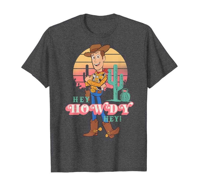 Disney Pixar Toy Story 4 Woody Hey Howdy Hey Retro Portrait T-Shirt | Amazon (US)