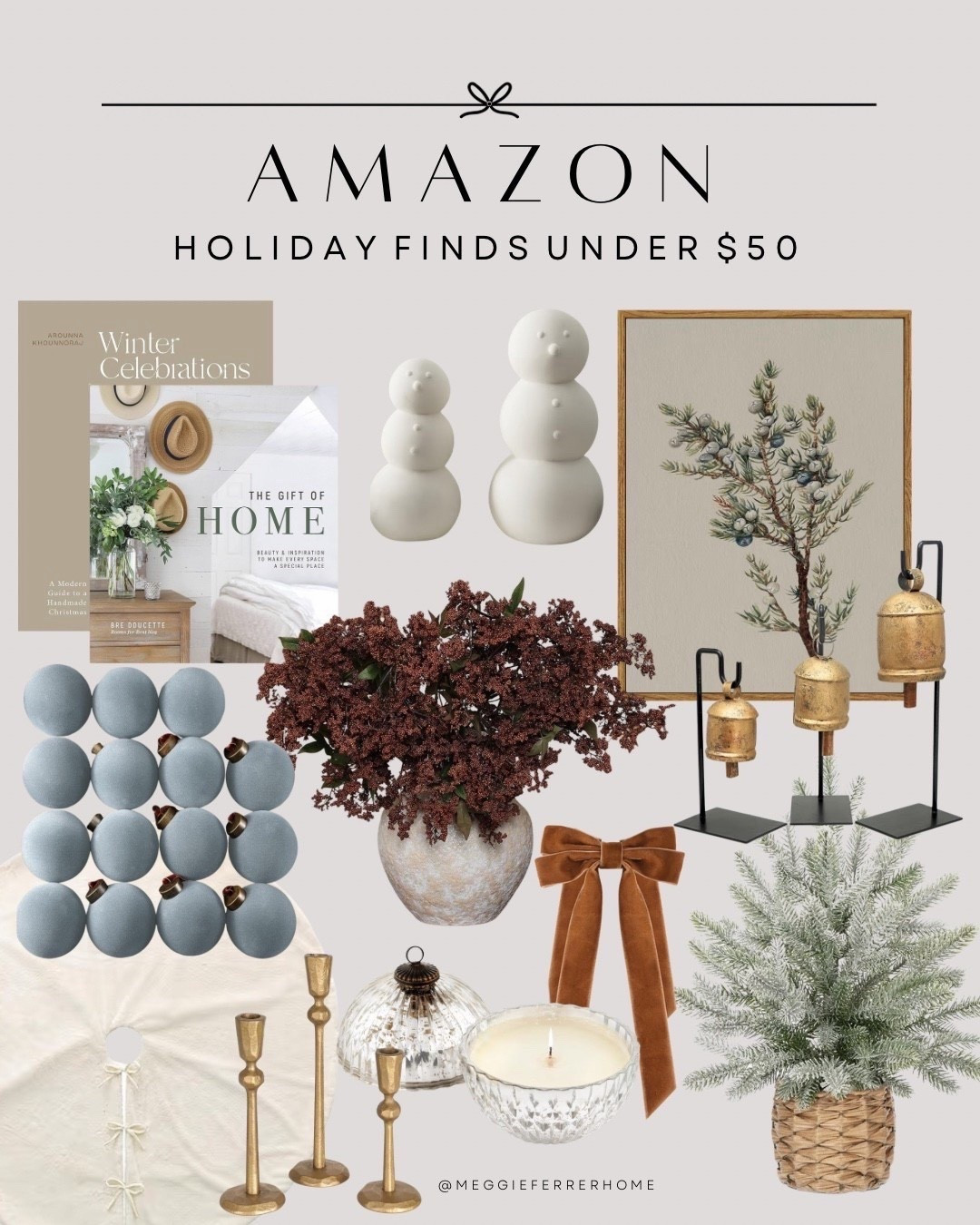Amazon Holiday Finds under $50 🎁✨
If you’re adding cozy, timeless touches to your home this season — these are the affordable pieces I’m loving! From gold bells and velvet bows to textured candles and festive stems, everything here feels elevated without the high price tag.


#modernorganichome #amazonhomefinds #holidaydecor #neutralholidaydecor #affordablefinds #cozyhomeinspo
