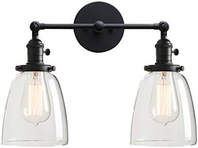 Permo Double Sconce Vintage Industrial Antique 2-Lights Wall Sconces with Oval Cone Clear Glass S... | Amazon (US)