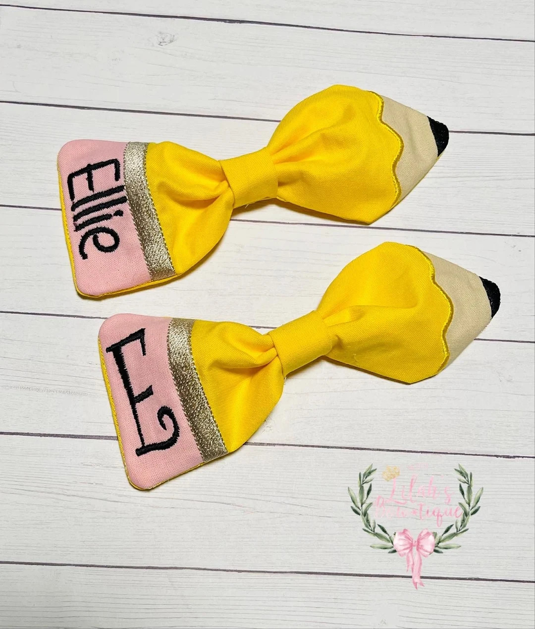 Custom personalized, monogrammed embroidered back to school fabric pencil hair bow | Etsy (US)