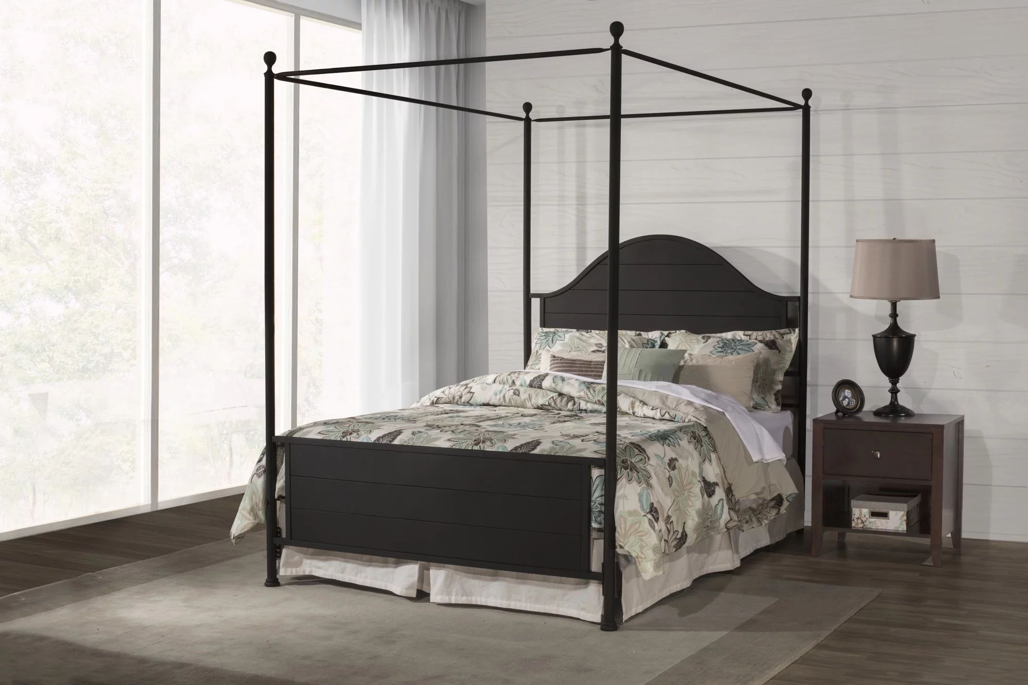 Hillsdale Furniture Cumberland Queen Metal Canopy Bed, Textured Black | Walmart (US)