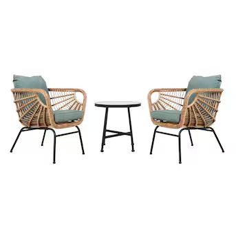 Origin 21 Sarasota Key 3-Piece Black Bistro Patio Set with Green Cushions Lowes.com | Lowe's