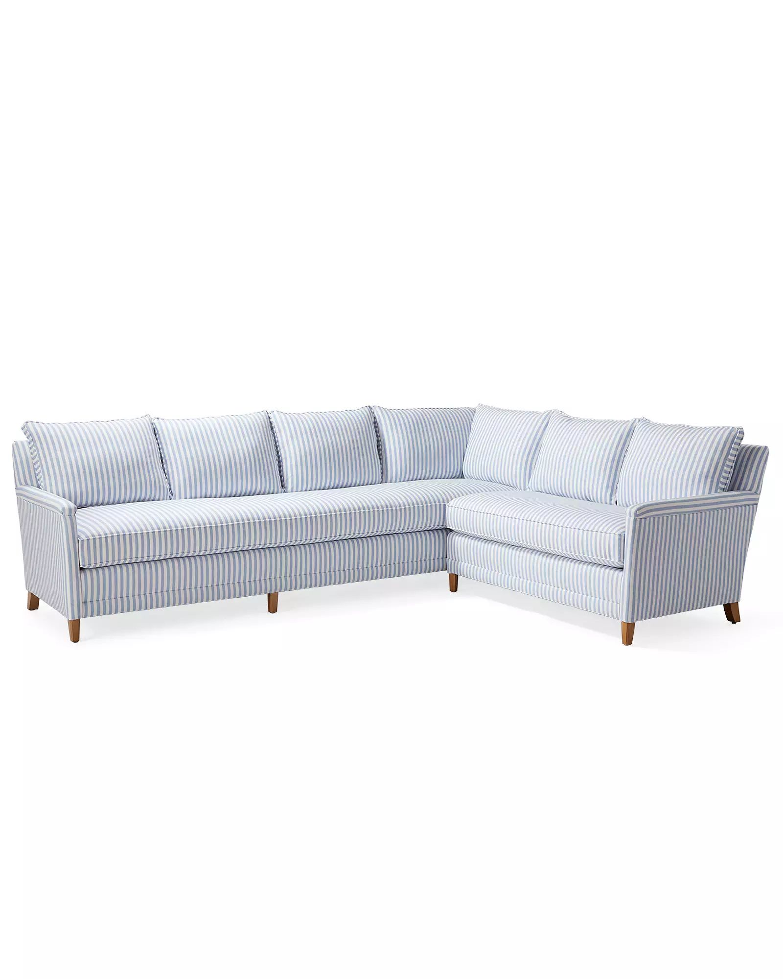 Spruce Street L-Sectional - Hydrangea Bengal Stripe Linen | Serena and Lily