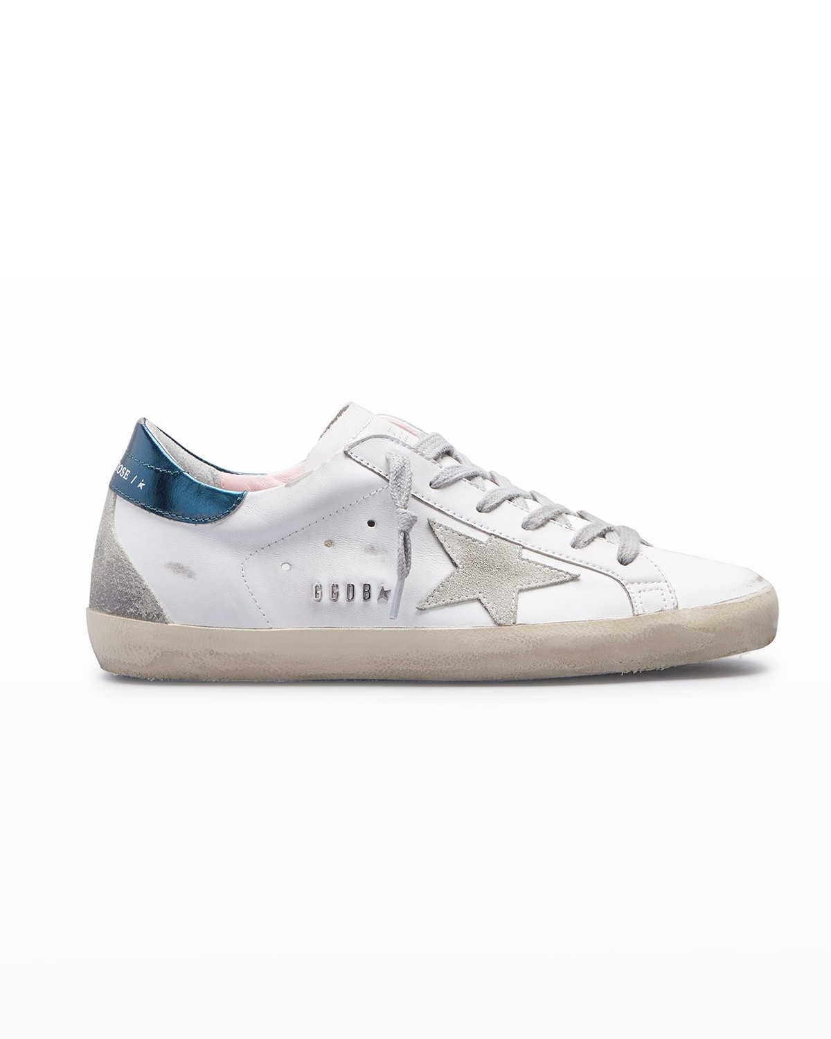 Super-Star Leather Sneakers with Suede Star Laminated Heel | Neiman Marcus