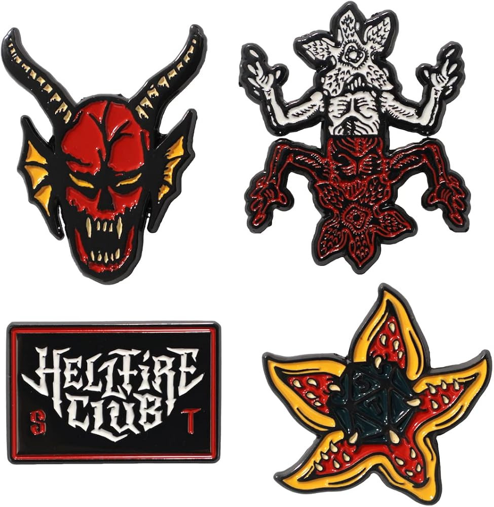 Stranger Things Hellfire Club Metal With Enamel Filled Pins (Pack of 4) | Amazon (US)