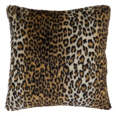 Saro Lifestyle Cheetah Print Faux Fur Pillow - Down Filled, 22" Square, Brown | Target