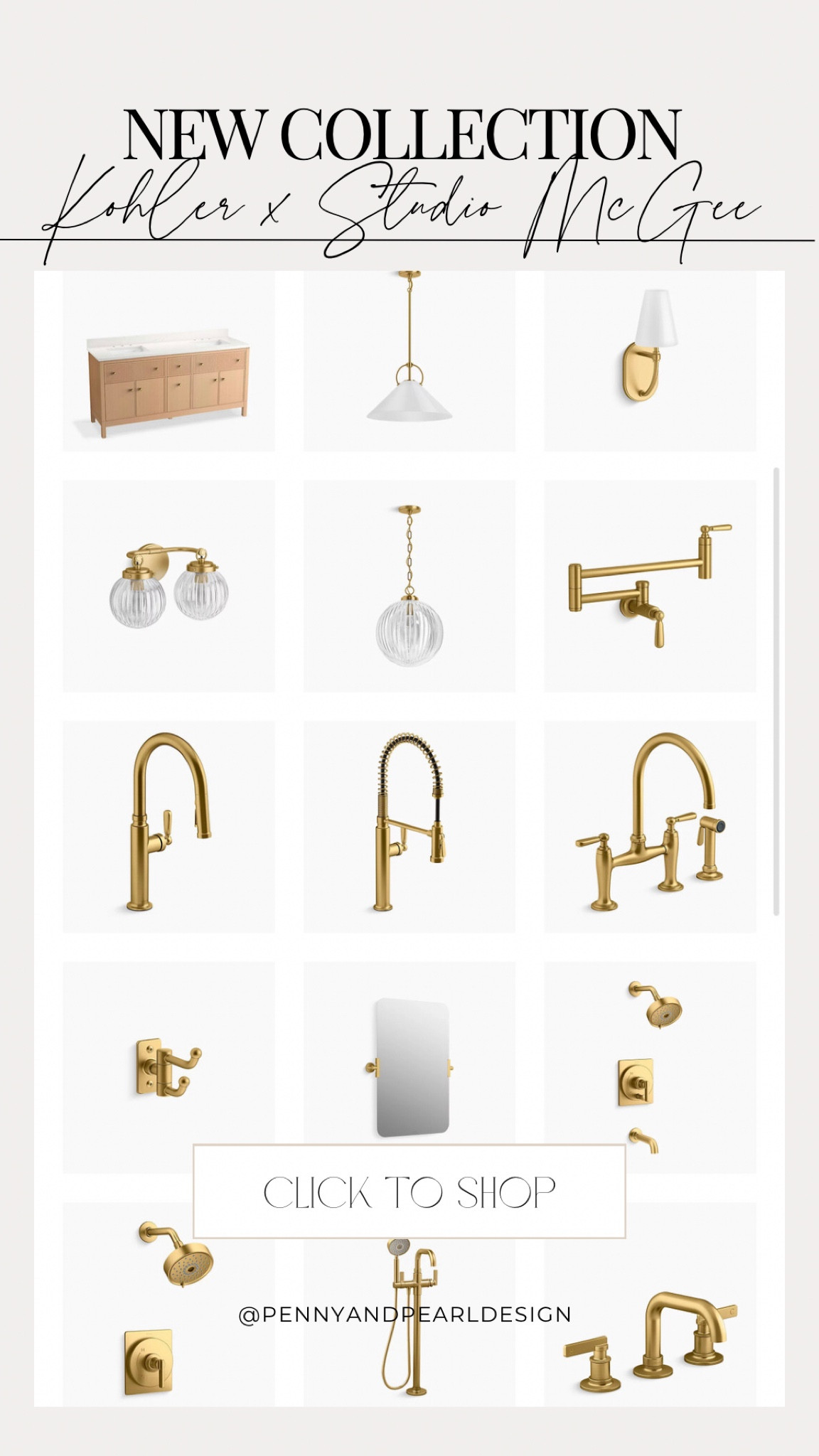 Studio McGee launched a new collection with Kohler today and I couldn’t be more excited! The line consists of bathroom and kitchen lighting, faucets, mirrors, plumbing fixtures, hardware and vanities and it’s all pure perfection. Shop the collection and follow @pennyandpearldesign for more home style finds!✨



#LTKstyletip #LTKsalealert #LTKhome