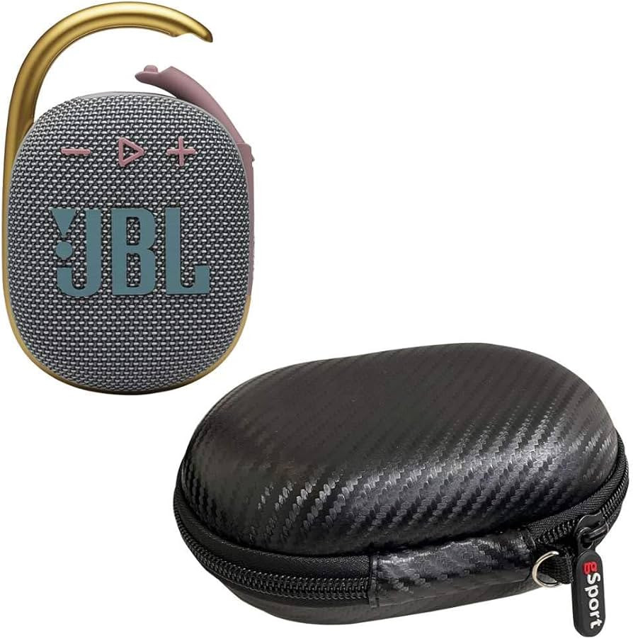 JBL Clip 4 Waterproof Portable Bluetooth Speaker Bundle with gSport Carbon Fiber Case (Gray) | Amazon (US)