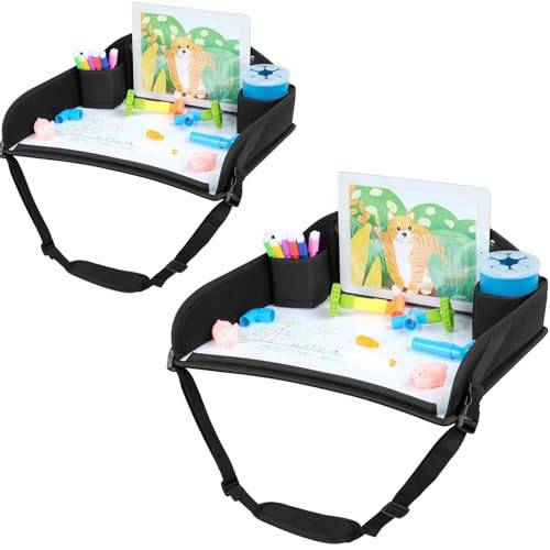 COOLBEBE Kids Travel Tray for Toddler Car Seat, Travel Tray for Airplane, Toddler Car Seat Lap Tray, Carseat Table Tray for Kids Travel Activities (Black -2PCS) | Amazon (US)