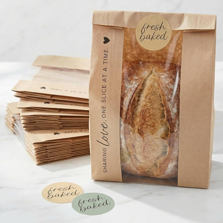 Beautiful Bread Bags for Homemade Bread - Clear Window Bakery Paper Bags | Amazon (US)