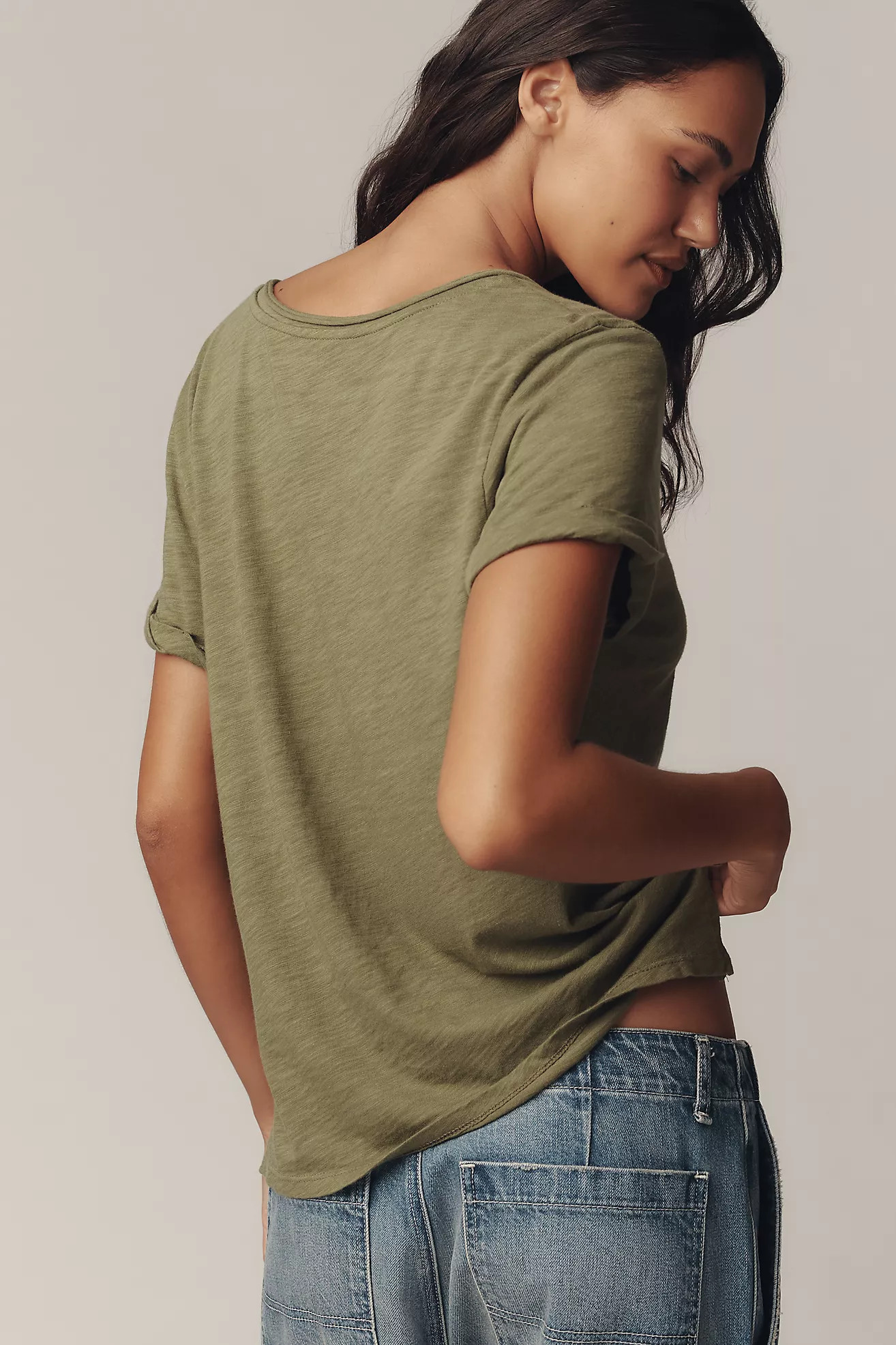 The Quinn Short-Sleeve V-Neck Tee by Pilcro | Anthropologie (US)