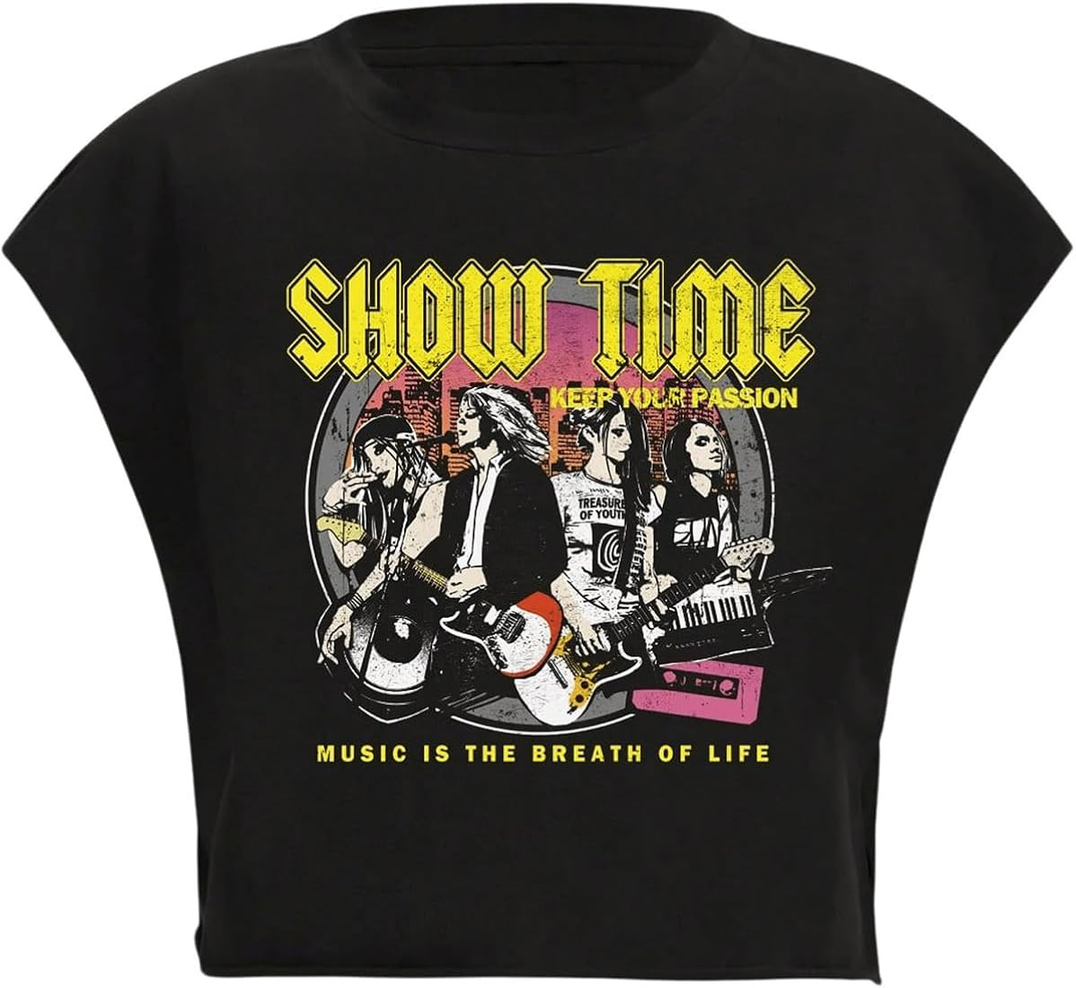 GORGLITTER Women's Graphic Print Cap Sleeve Crop Top Casual Round Neck Short Sleeve T-Shirt | Amazon (US)