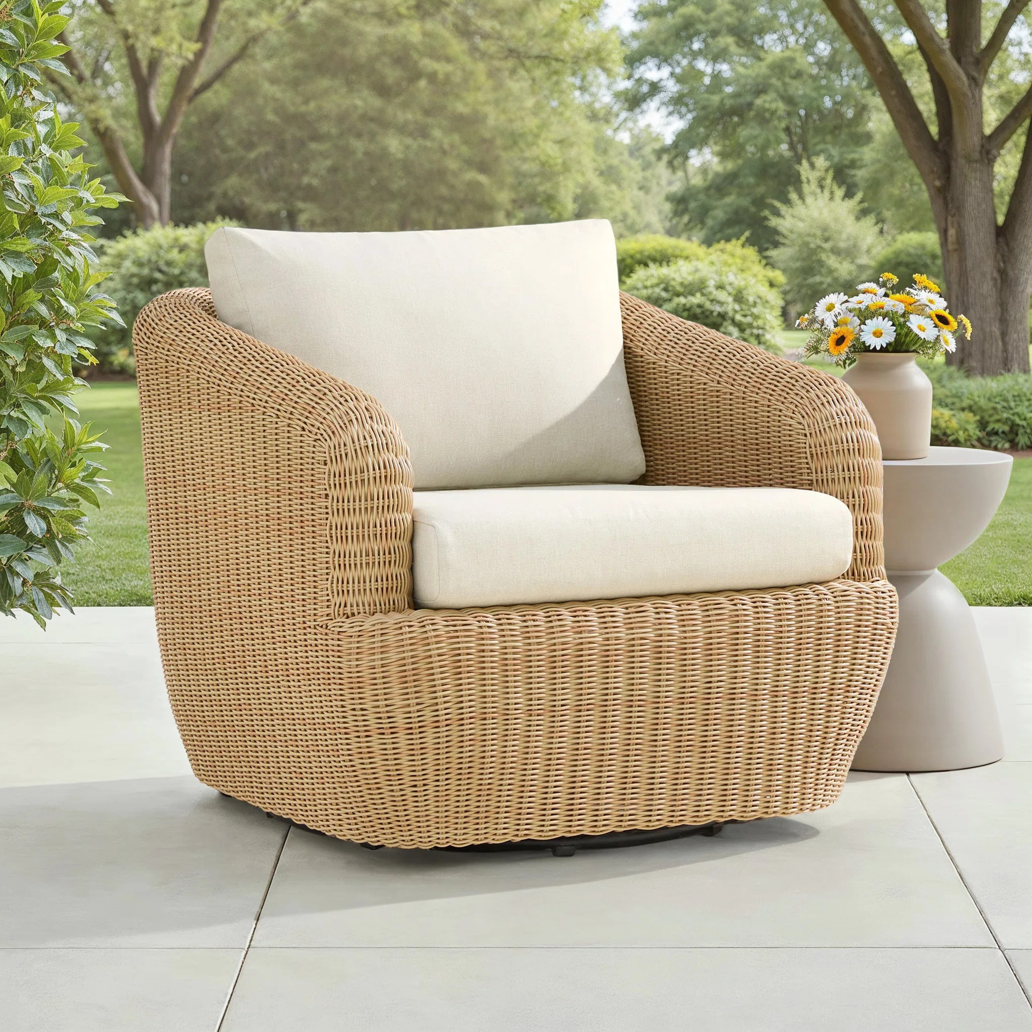 Cambelle Swivel Premium All-Weather Wicker Outdoor Lounge Chair | Wayfair North America