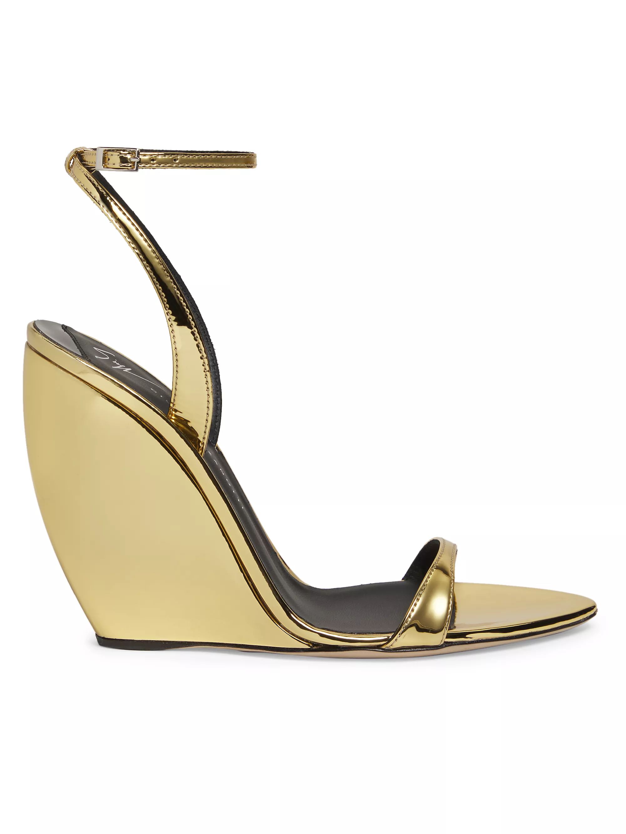 Metallic Patent Leather Wedge Sandals | Saks Fifth Avenue