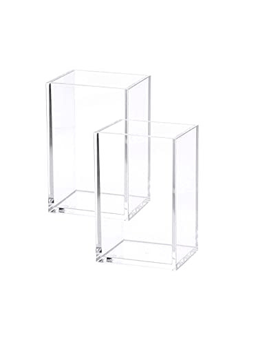 2 Pack Clear Acrylic Pencil Pen Holder Cup, Makeup Brush Holder Acrylic Desk Accessories | Amazon (US)
