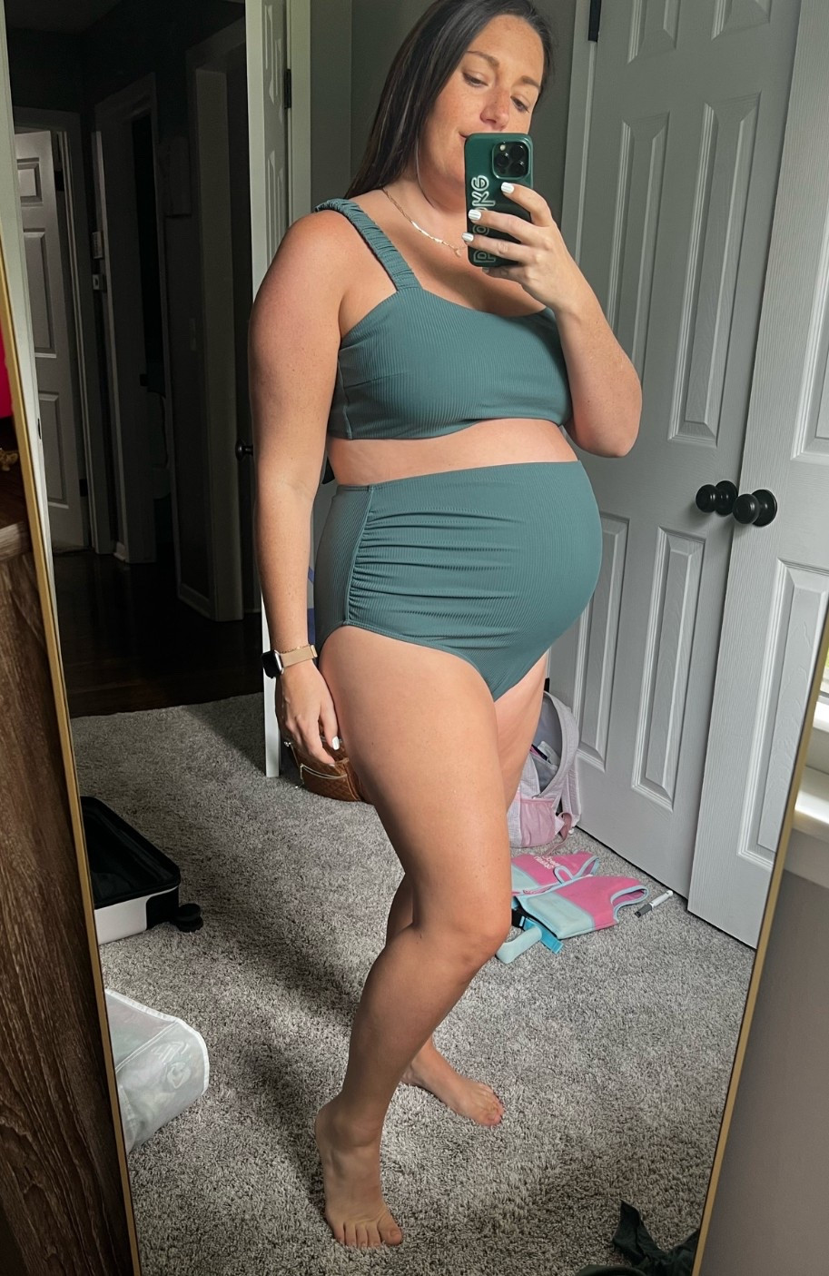 Maternity two piece swimsuit for third trimester mom! Love this style and fit!!

#LTKmomlife #LTKSwim #LTKTravel