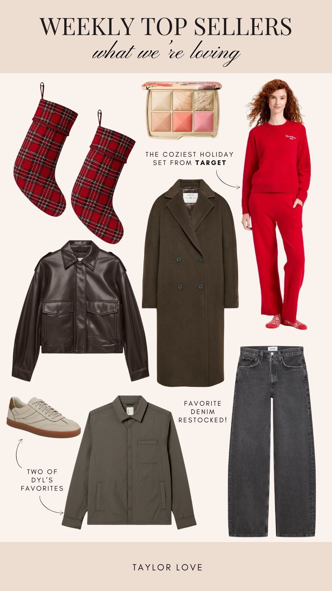 Everything you were loving this week 🫶🏻 this set from Target is so cozy for the holiday season! plus my favorite denim and oversized bomber are back in stock. And if you’re looking for a Christmas gift idea for the guy in your life, these sneakers & jacket are two of Dylan’s most worn items!

#LTKHoliday #LTKSeasonal