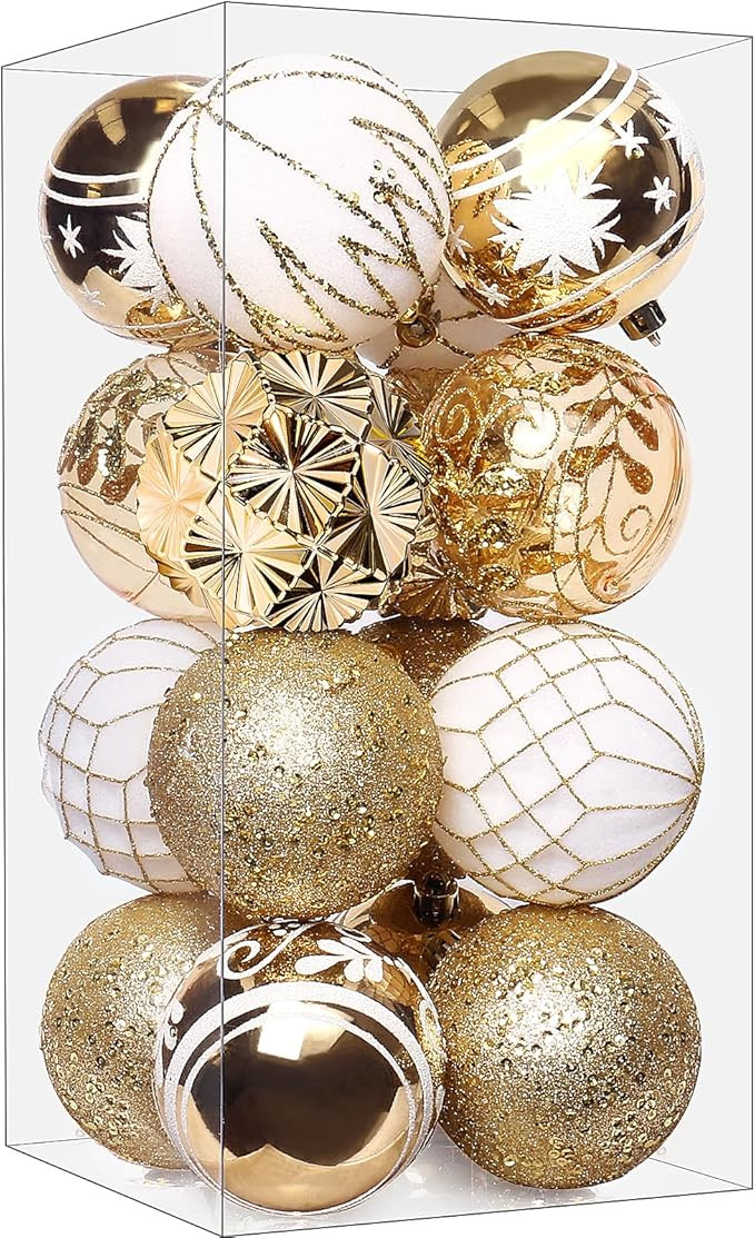 Christmas Balls Ornaments, 16 Pcs 3.15-Inch Christmas Balls Ornaments for Xmas Christmas Tree, Sh... | Amazon (US)