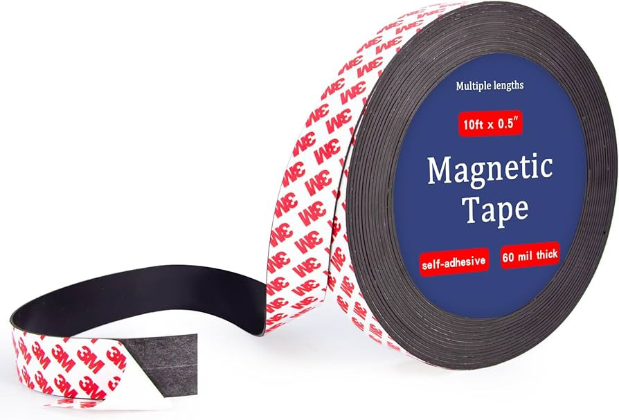 10 Feet x1/2 in Magnetic Tape Strips Roll with 3M Adhesive Backing, Flexible Sticky Magnet Tape f... | Amazon (US)