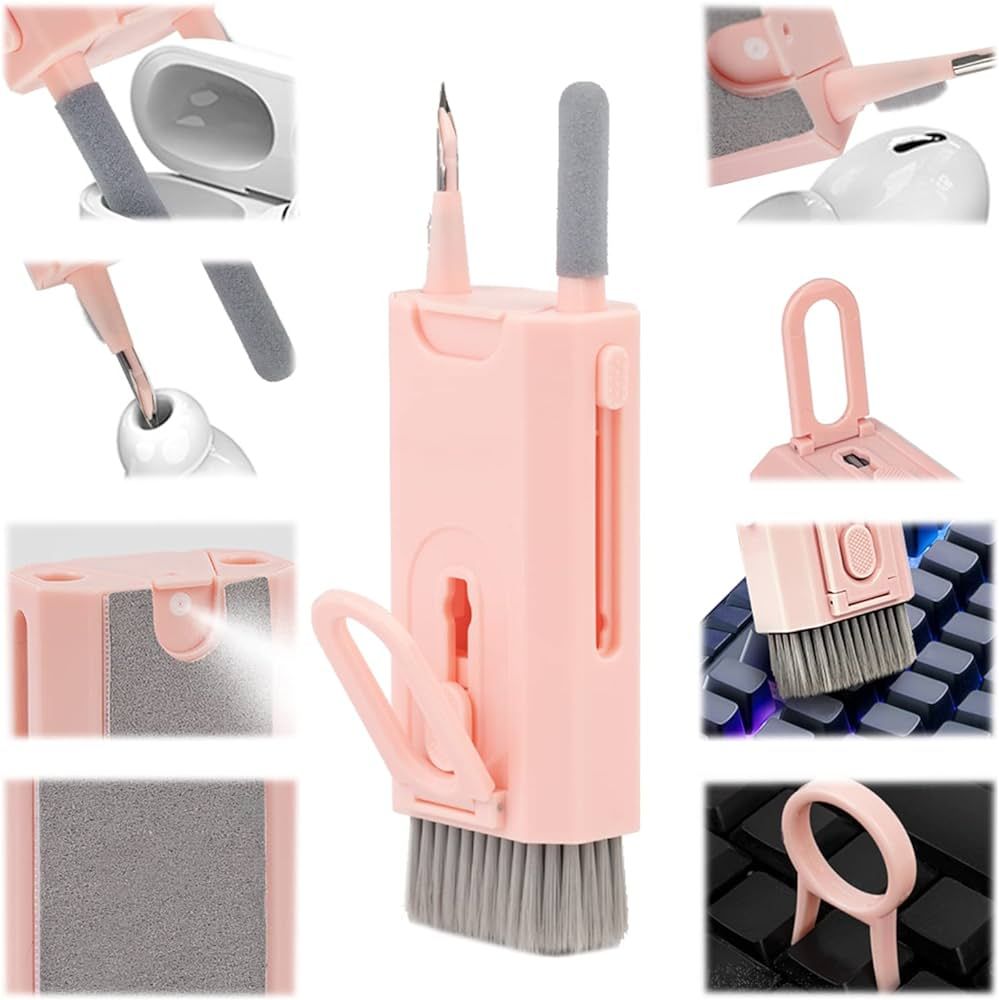 8 in 1 Airpods Cleaning Kit, Pink Keyboard Cleaning Kit with Brush, Portable Multifunctional Clea... | Amazon (US)