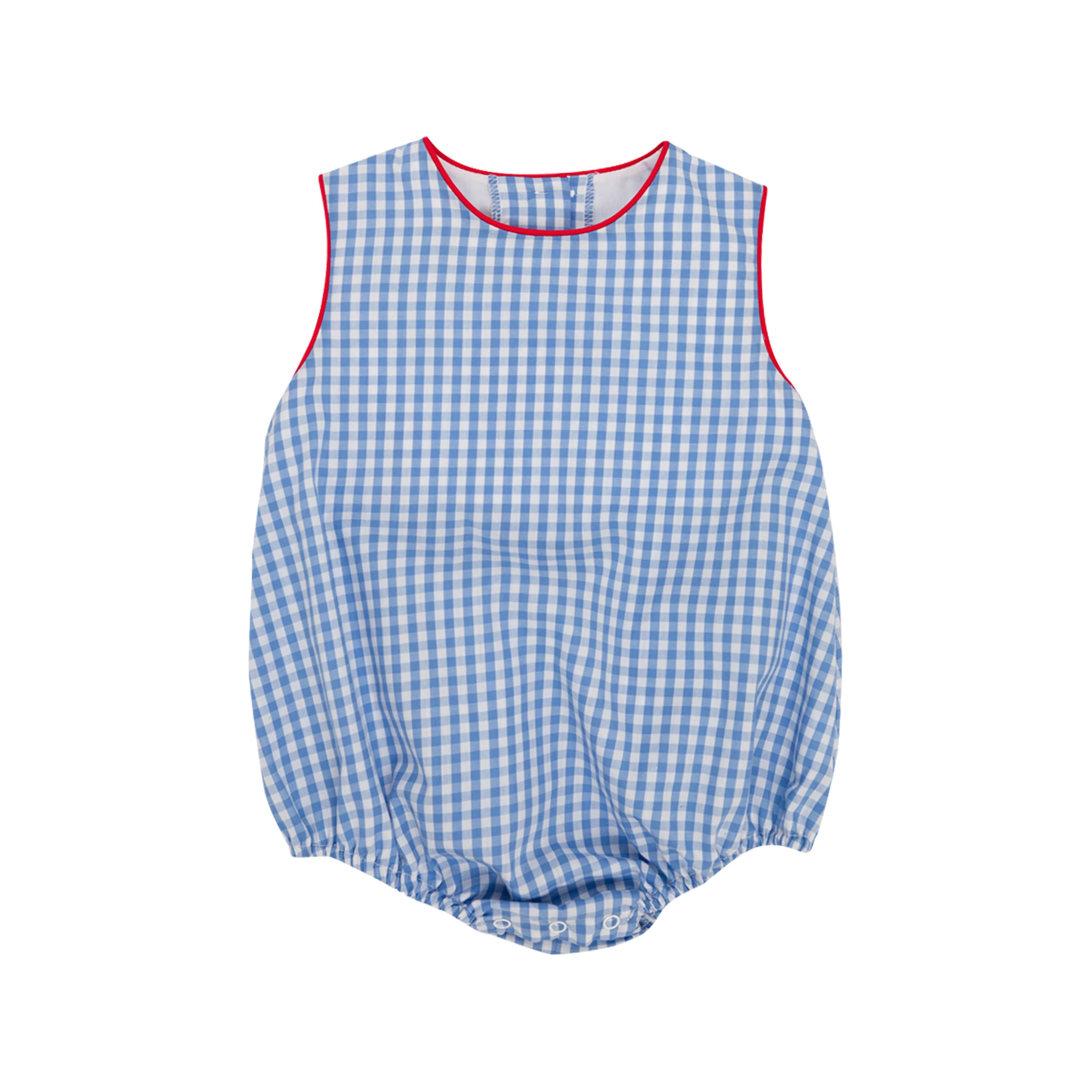 Benjamin Bubble - Park City Periwinkle Check with Richmond Red | The Beaufort Bonnet Company