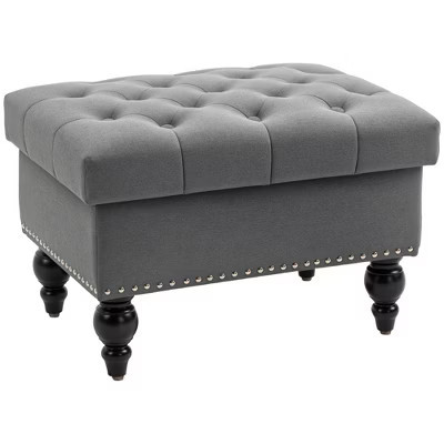 Ottoman with Storage for Living Room, 25" Storage Ottoman with Removable Lid, Button-Tufted Fabric Bench for Footrest and Seat with Wood Legs | Target