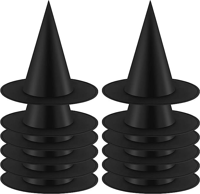 12PCS Halloween Witch Hats Witch Costume Accessory, Black Witch Hat for Halloween Party Decoratio... | Amazon (US)
