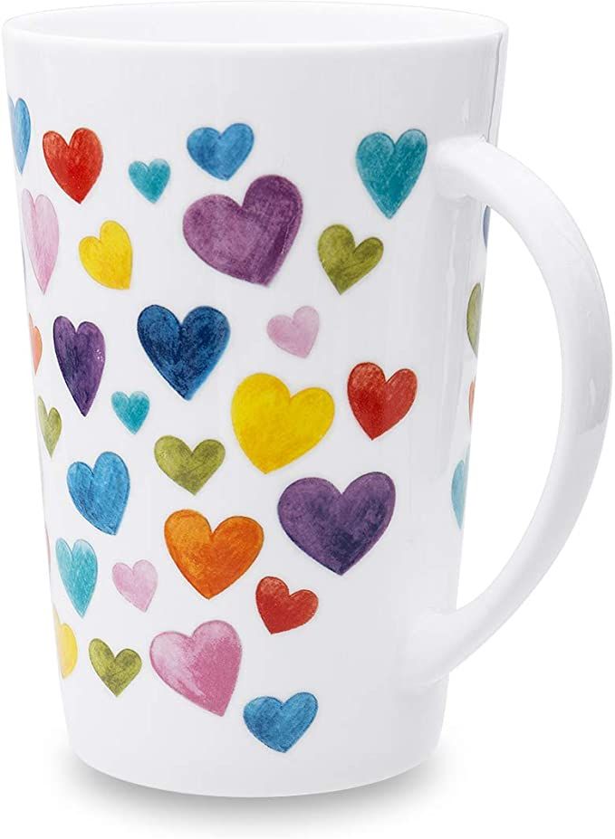 Heart Shaped Mugs for Coffee Cute Ceramic Coffee Mug Heart Shaped Mug Colorful Bone China Coffee ... | Amazon (US)