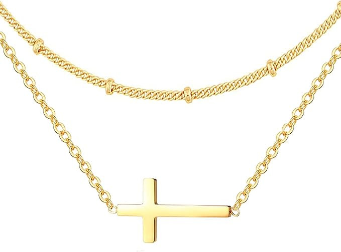 DEARMAY Cross Necklace for Women, Dainty Gold Silver Cross Necklaces for Women Simple Layered Sma... | Amazon (US)