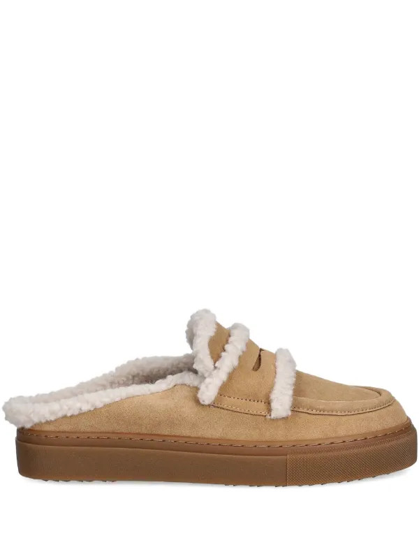 fleece trim slippers | Farfetch Global