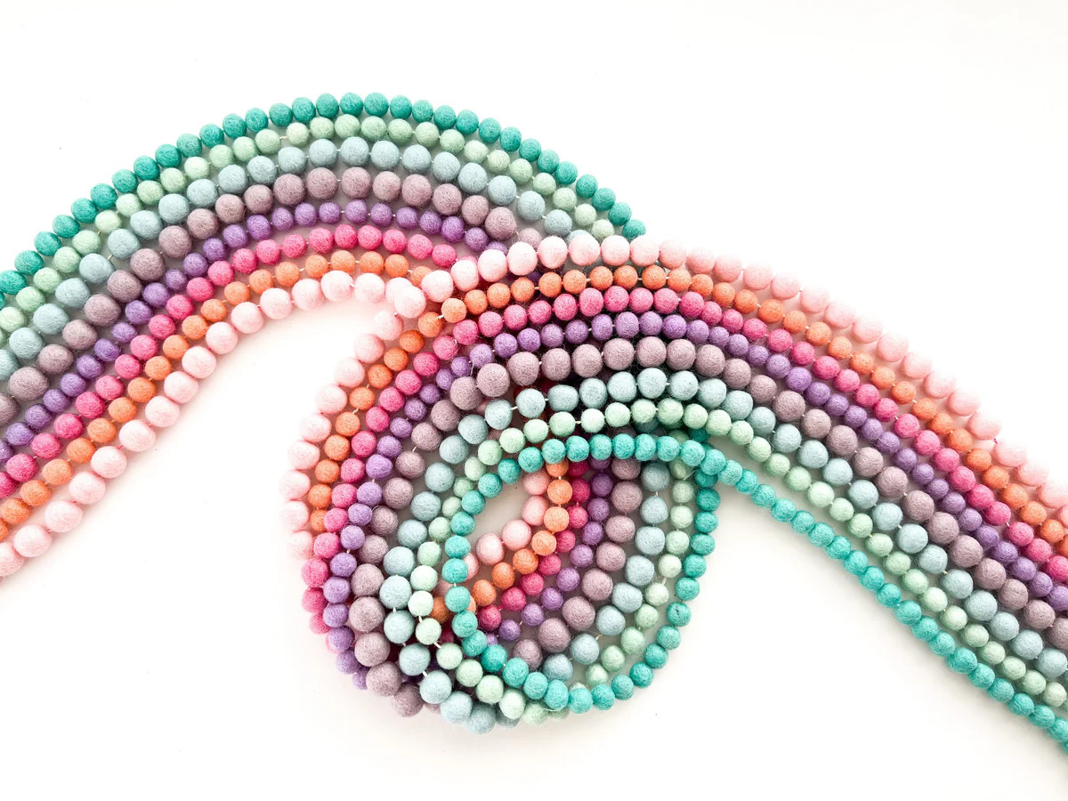 Mermaid Rainbow Mini Felt Ball Garlands | Pearl & Jane