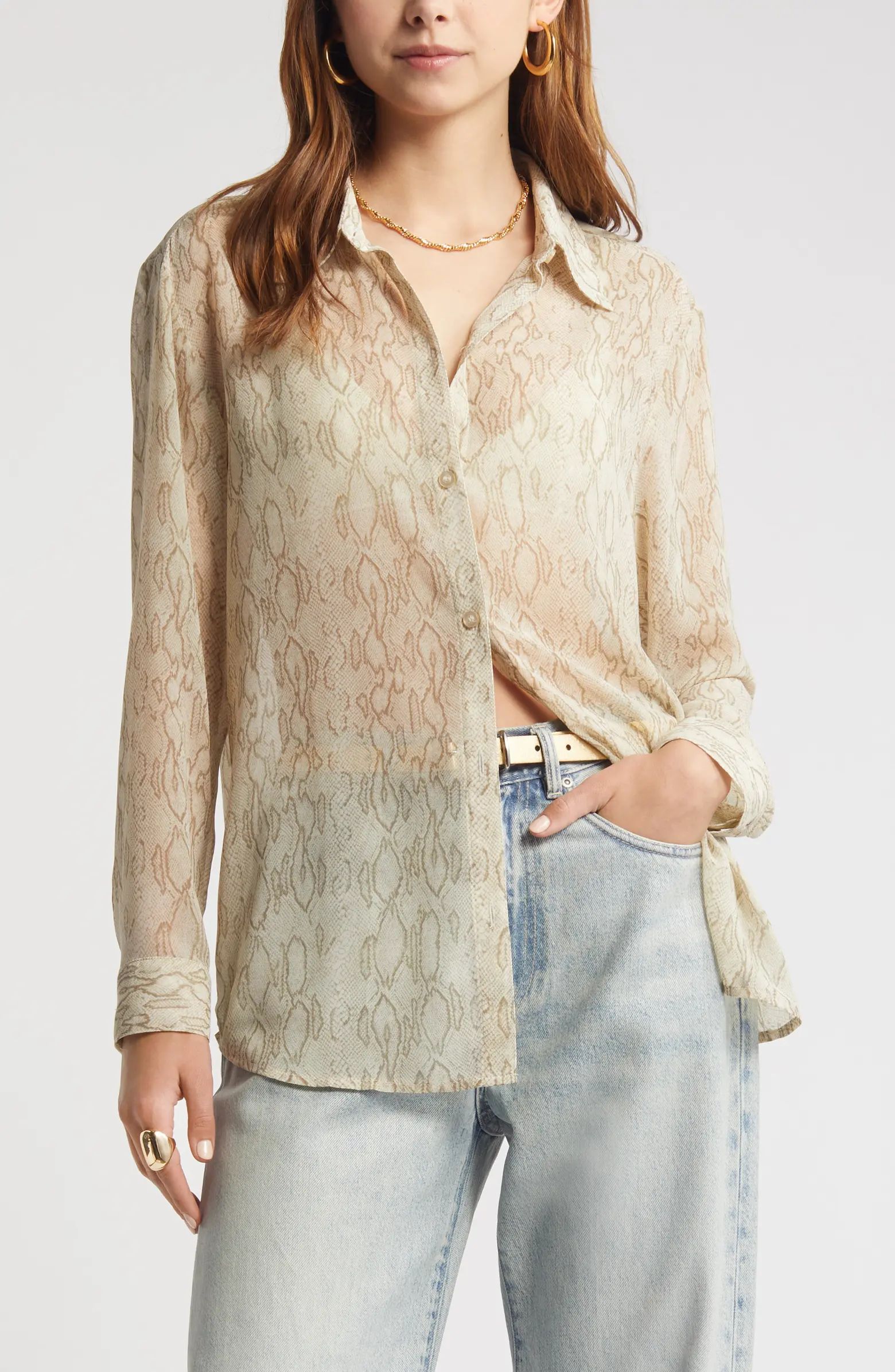 Sheer Button-Up Shirt | Nordstrom