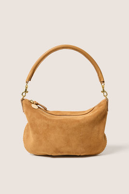 CLARE V. Women's Petite Moyen Messanger w/ Whipstitch Bag, Caramelsuede Brown | Evereve