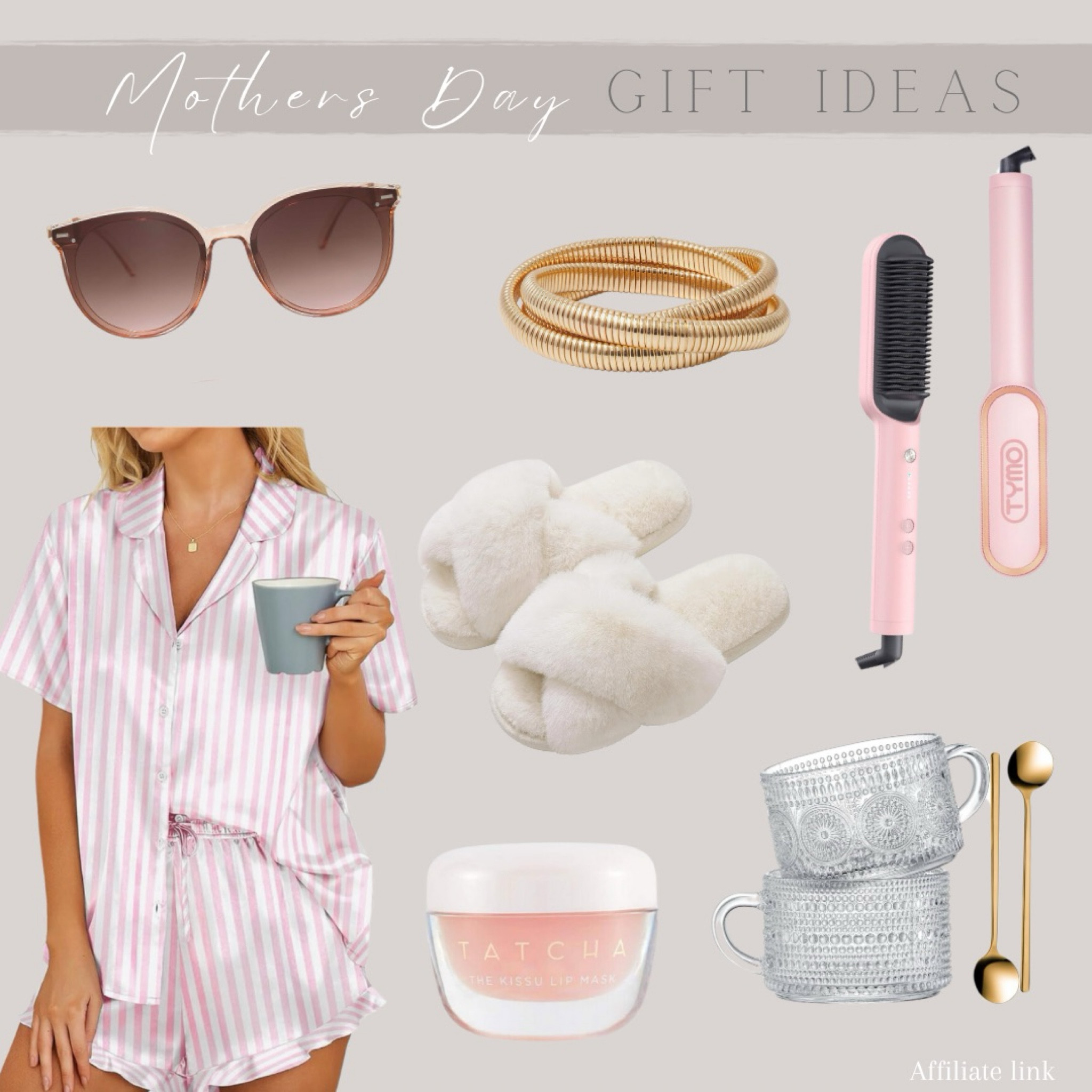 Mother’s Day Gift Ideas 




Silk pajamas, lip mask, vintage coffee cups, bracelets, sunglasses, fuzzy slippers, straightener brush


#amazon #giftguide #momsday #mothersday 

#LTKGiftGuide #LTKbeauty