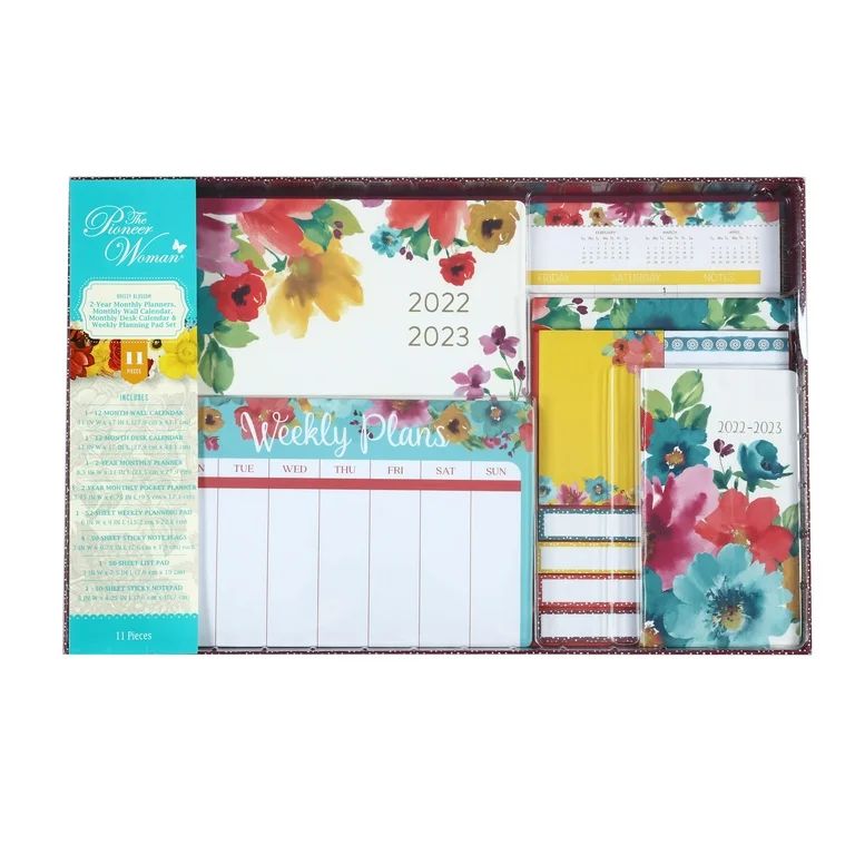 The Pioneer Woman Breezy Blossom 11-Piece 2-Year Monthly Planners, Monthly Desk Calendar and Week... | Walmart (US)