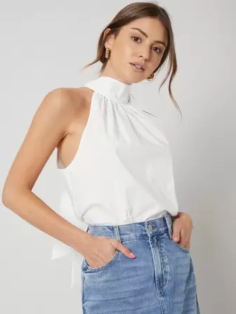 MOTF PREMIUM Tie Back Simples elegante Regata  & Camisa | SHEIN Brasil | SHEIN