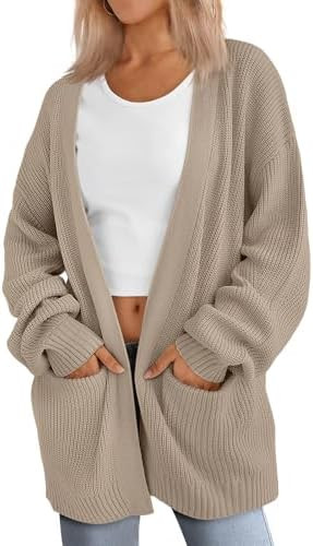 LILLUSORY Womens Oversized Cardigans Soft Knit Cardigan Sweater with Pockets | Amazon (US)