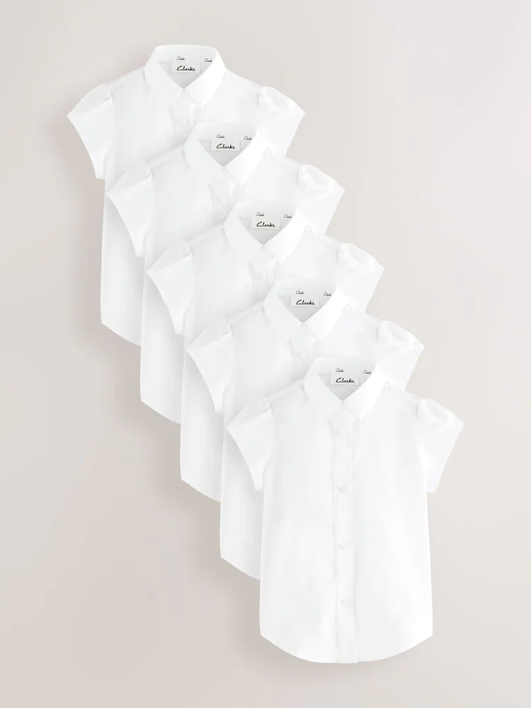 Clarks White Short Sleeve 5 Pack Girls School Shirts | Next US