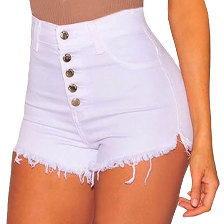 Aayomet Jean Shorts Women s Ripped Denim Jean Shorts High Waisted Stretchy Folded Hem Short Jeans Wh | Walmart (US)