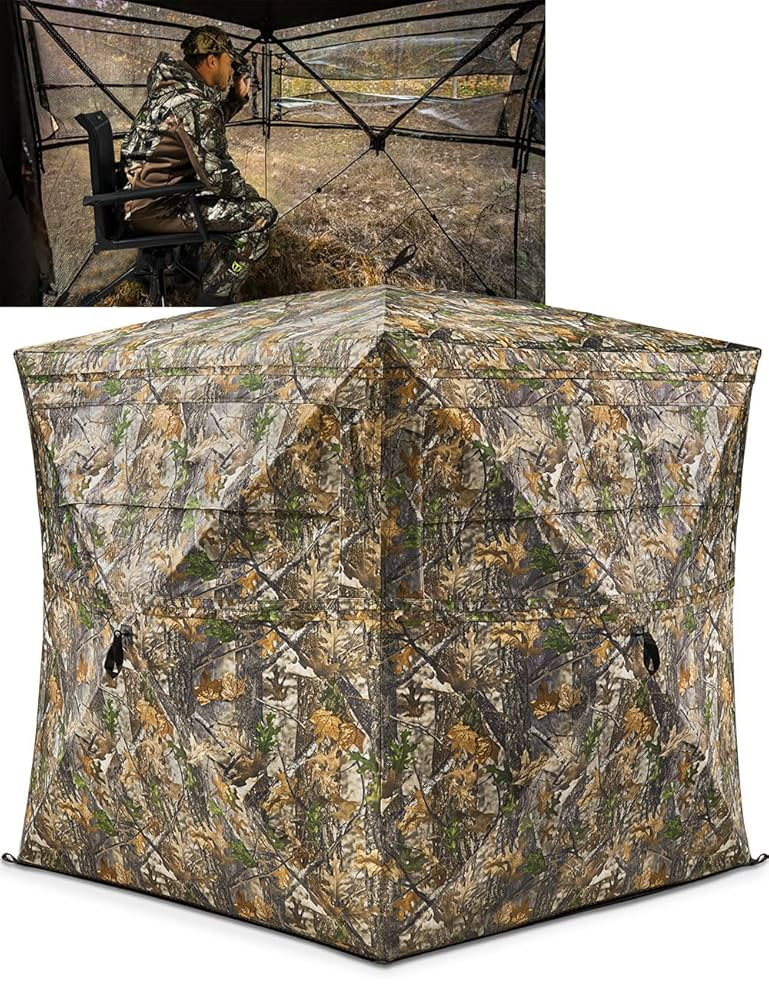 TIDEWE Hunting Blind See Through with Carrying Bag, 2-3 & 3-4 Person Pop Up Ground Blinds 270 Deg... | Amazon (US)