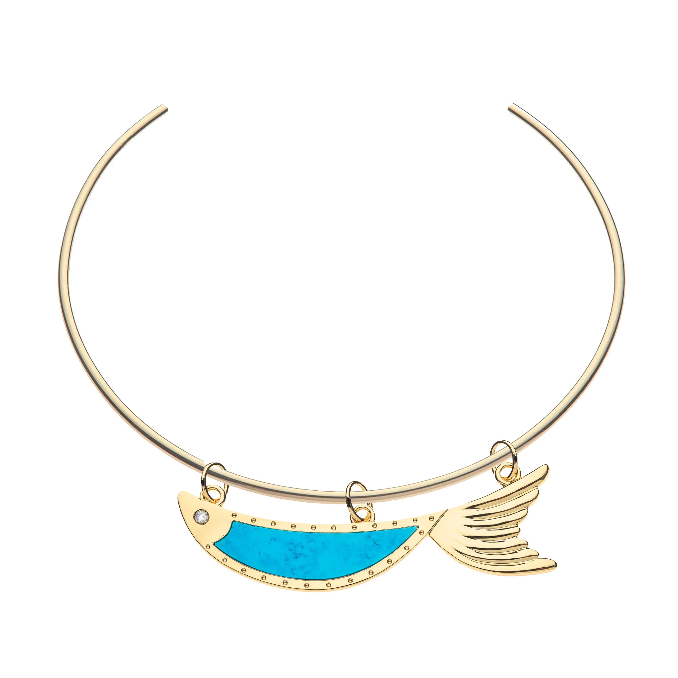 STRONG Keep Swimming Fish Pendant Necklace in Turquoise | Jane Win