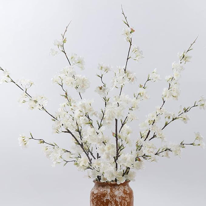 LESING 4pcs Artificial Cherry Blossom Stems,41.4" Realistic Fake Silk Long Stems Artificial Flowe... | Amazon (US)