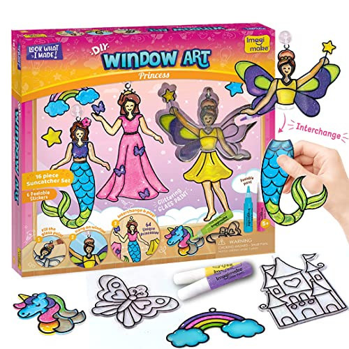 Imagimake Window Art Princess | Suncatcher Kit | Arts and Crafts for Kids Ages 8-12 | Girls Toys Age 6-8 | Easter Unicorn Gifts for Girls | 5 Year Old Girl Gift | 8 Year Old Girl Birthday Gift | Amazon (US)