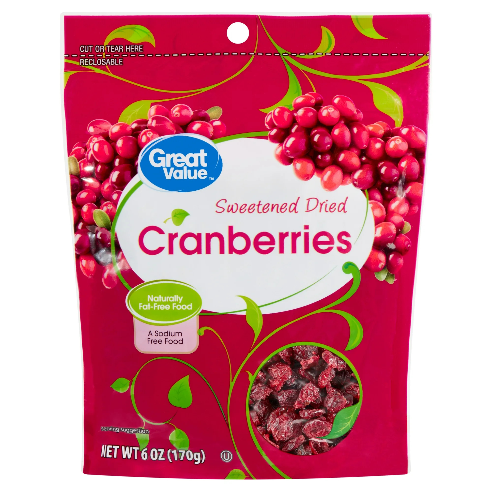Great Value Sweetened Dried Cranberries, 6 oz | Walmart (US)